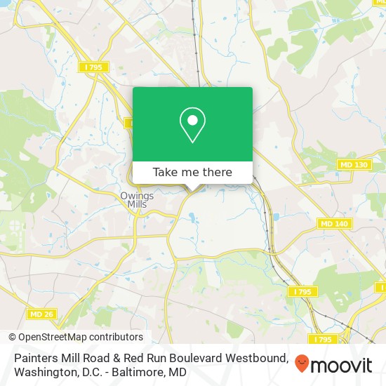Mapa de Painters Mill Road & Red Run Boulevard Westbound