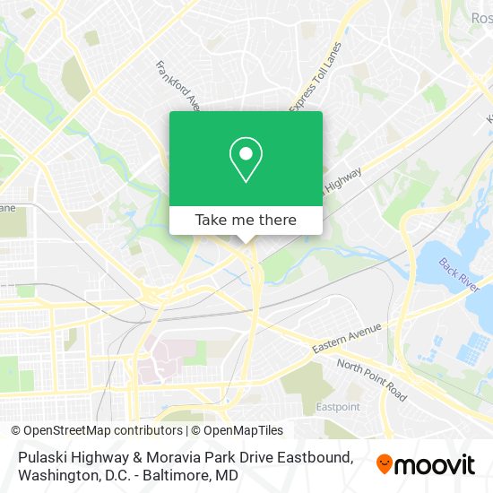 Pulaski Highway & Moravia Park Drive Eastbound map