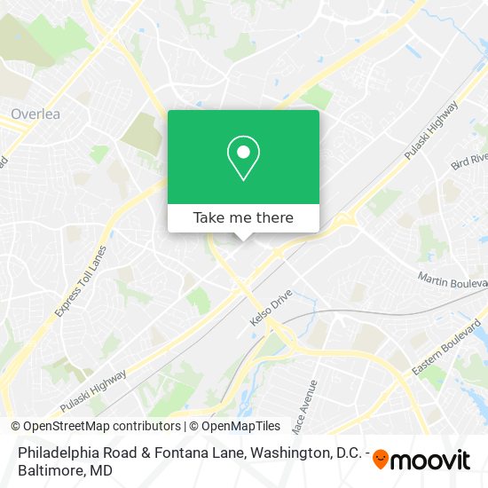 Philadelphia Road & Fontana Lane map