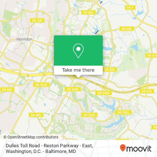 Mapa de Dulles Toll Road - Reston Parkway - East