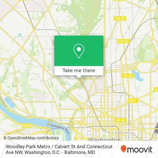 Mapa de Woodley Park Metro / Calvert St And Connecticut Ave NW