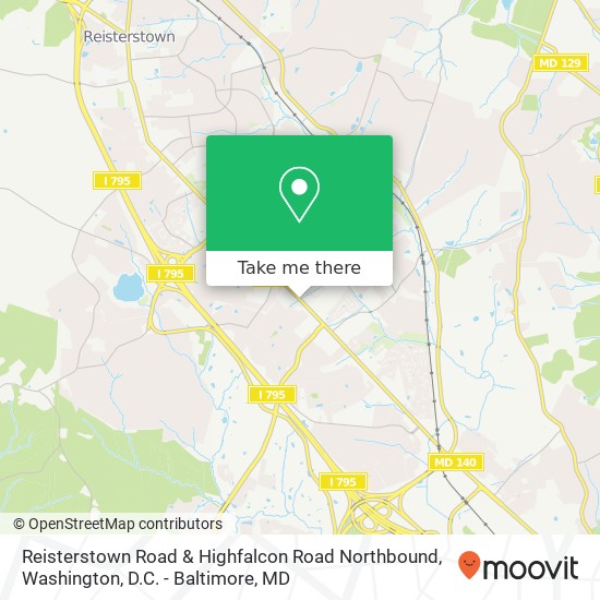 Reisterstown Road & Highfalcon Road Northbound map