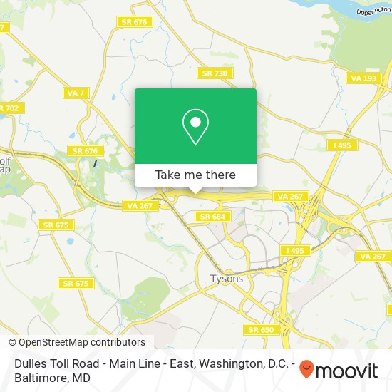 Mapa de Dulles Toll Road - Main Line - East