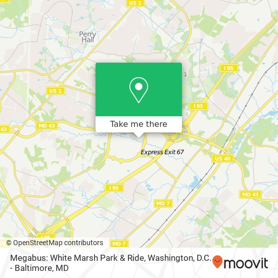 Mapa de Megabus: White Marsh Park & Ride