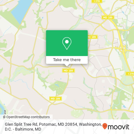 Mapa de Glen Split Tree Rd, Potomac, MD 20854