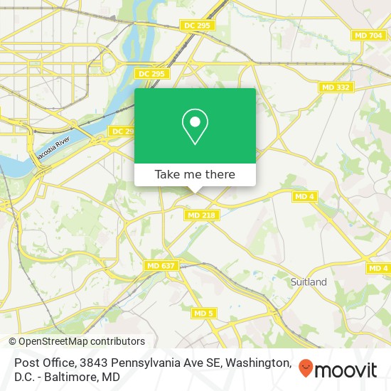 Mapa de Post Office, 3843 Pennsylvania Ave SE