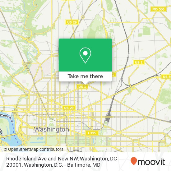 Mapa de Rhode Island Ave and New NW, Washington, DC 20001