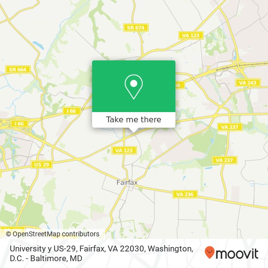 Mapa de University y US-29, Fairfax, VA 22030