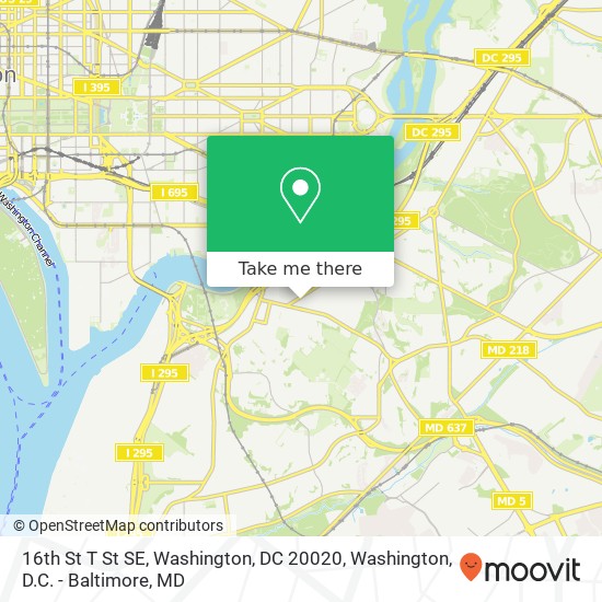 Mapa de 16th St T St SE, Washington, DC 20020