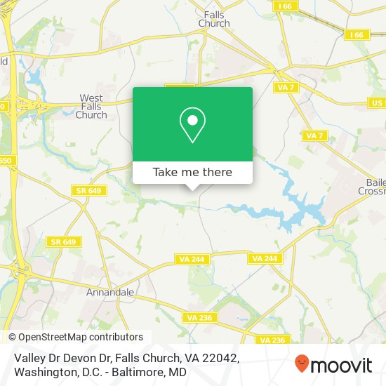 Mapa de Valley Dr Devon Dr, Falls Church, VA 22042