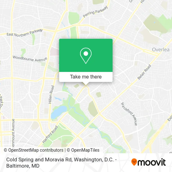 Cold Spring and Moravia Rd map