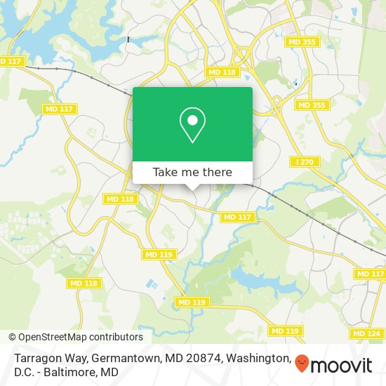 Mapa de Tarragon Way, Germantown, MD 20874