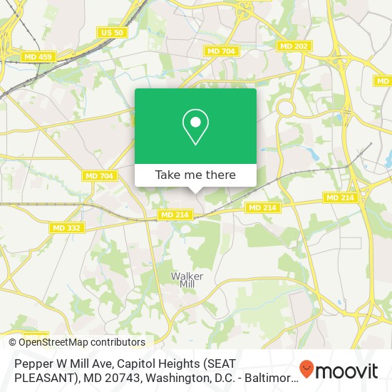 Mapa de Pepper W Mill Ave, Capitol Heights (SEAT PLEASANT), MD 20743