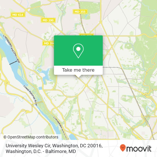 Mapa de University Wesley Cir, Washington, DC 20016