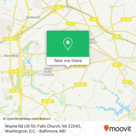 Mapa de Wayne Rd US-50, Falls Church, VA 22042