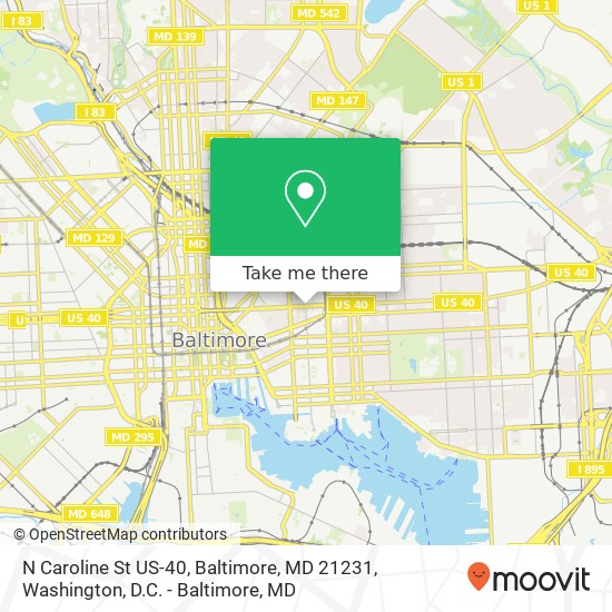 Mapa de N Caroline St US-40, Baltimore, MD 21231