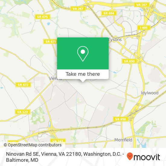 Mapa de Ninovan Rd SE, Vienna, VA 22180