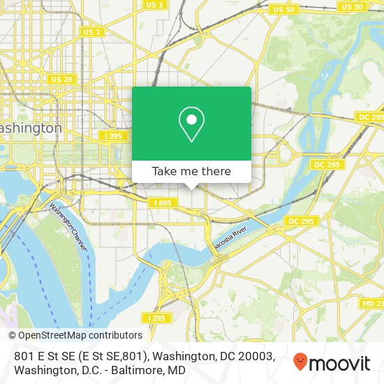 Mapa de 801 E St SE (E St SE,801), Washington, DC 20003