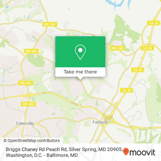 Mapa de Briggs Chaney Rd Peach Rd, Silver Spring, MD 20905