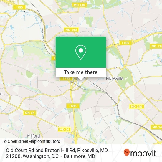 Mapa de Old Court Rd and Breton Hill Rd, Pikesville, MD 21208