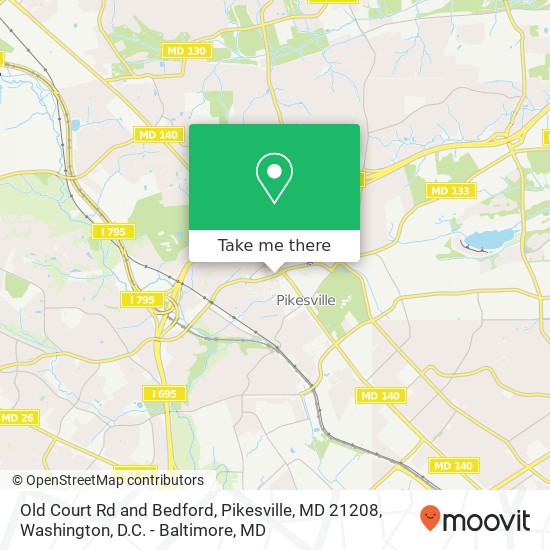Mapa de Old Court Rd and Bedford, Pikesville, MD 21208