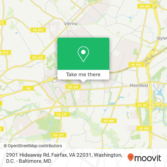 Mapa de 2901 Hideaway Rd, Fairfax, VA 22031