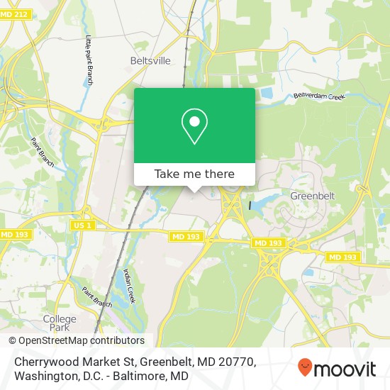 Mapa de Cherrywood Market St, Greenbelt, MD 20770