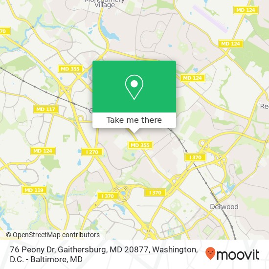 Mapa de 76 Peony Dr, Gaithersburg, MD 20877