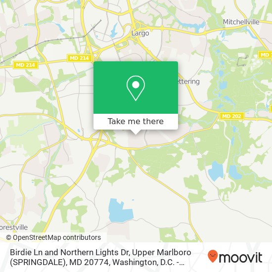 Birdie Ln and Northern Lights Dr, Upper Marlboro (SPRINGDALE), MD 20774 map