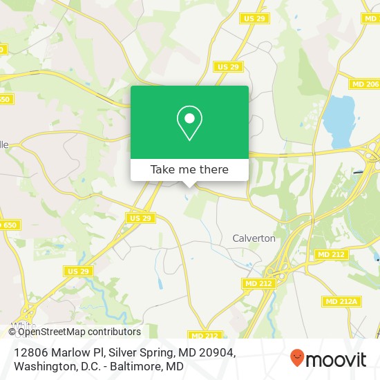 Mapa de 12806 Marlow Pl, Silver Spring, MD 20904