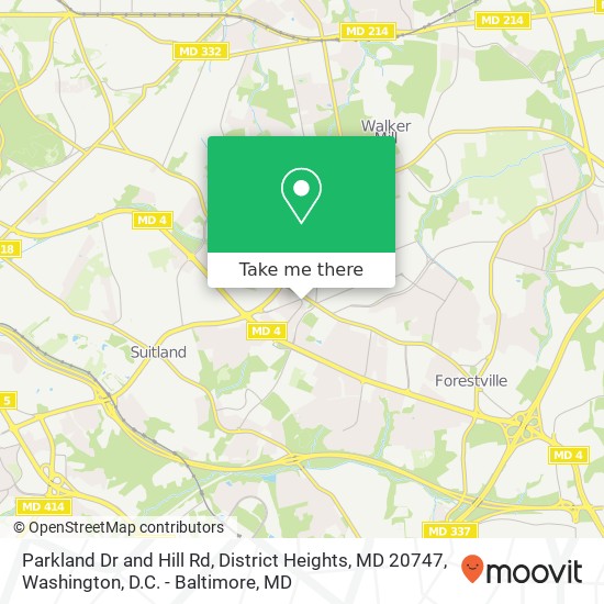 Mapa de Parkland Dr and Hill Rd, District Heights, MD 20747