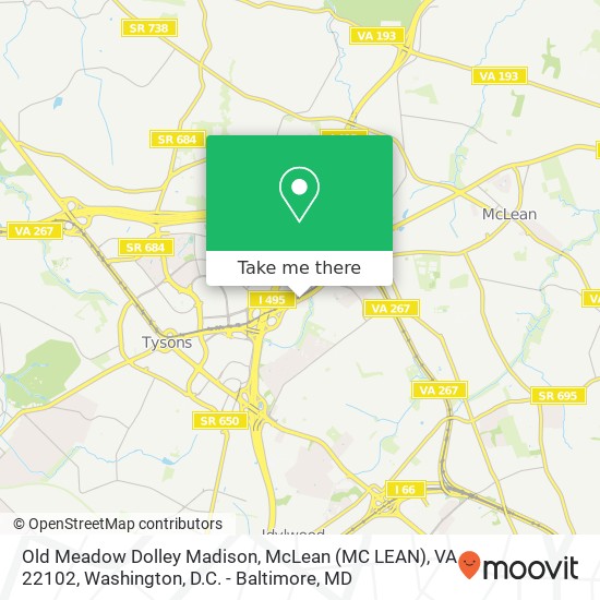Mapa de Old Meadow Dolley Madison, McLean (MC LEAN), VA 22102