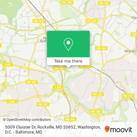 Mapa de 5009 Cloister Dr, Rockville, MD 20852