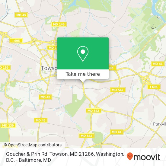 Goucher & Prin Rd, Towson, MD 21286 map