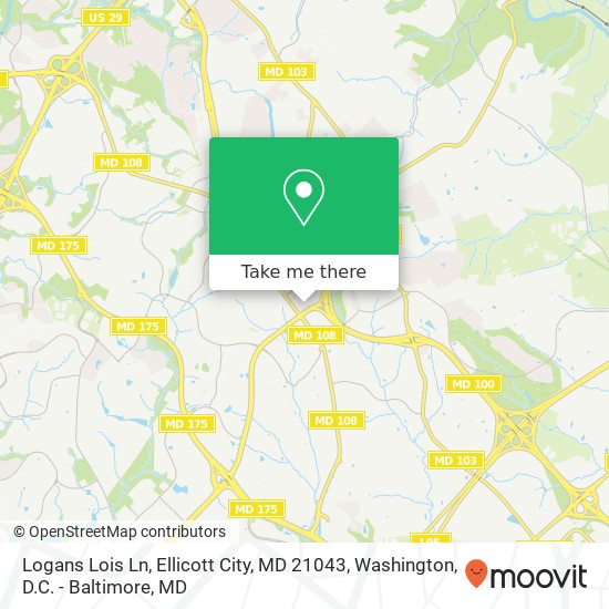 Logans Lois Ln, Ellicott City, MD 21043 map