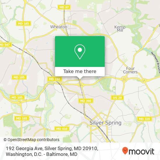 Mapa de 192 Georgia Ave, Silver Spring, MD 20910