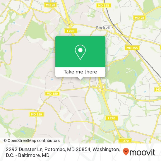Mapa de 2292 Dunster Ln, Potomac, MD 20854