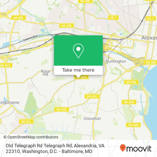 Mapa de Old Telegraph Rd Telegraph Rd, Alexandria, VA 22310