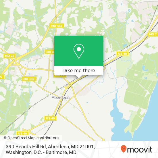 Mapa de 390 Beards Hill Rd, Aberdeen, MD 21001