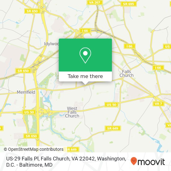 US-29 Falls Pl, Falls Church, VA 22042 map