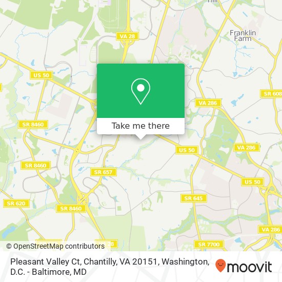 Mapa de Pleasant Valley Ct, Chantilly, VA 20151