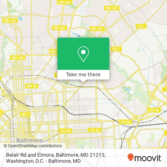Mapa de Belair Rd and Elmora, Baltimore, MD 21213