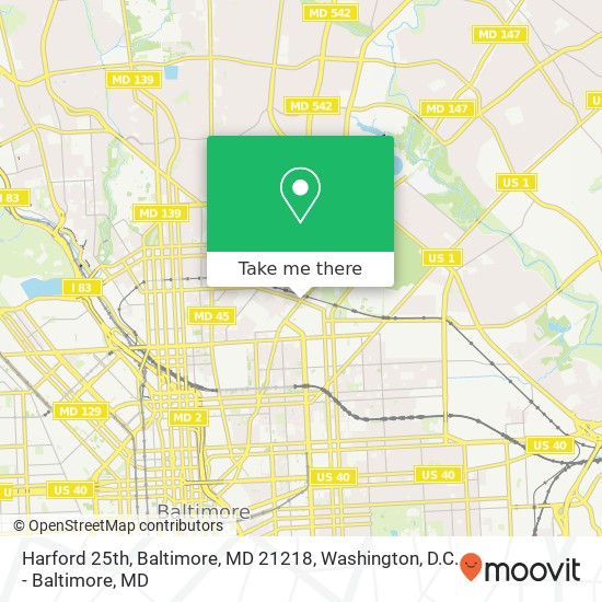 Mapa de Harford 25th, Baltimore, MD 21218