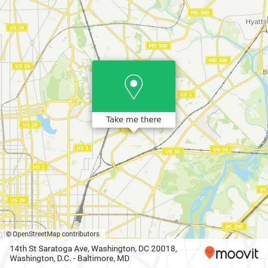 Mapa de 14th St Saratoga Ave, Washington, DC 20018