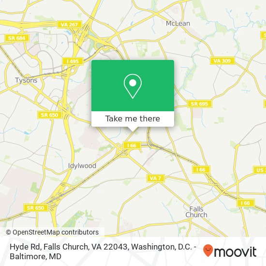 Mapa de Hyde Rd, Falls Church, VA 22043