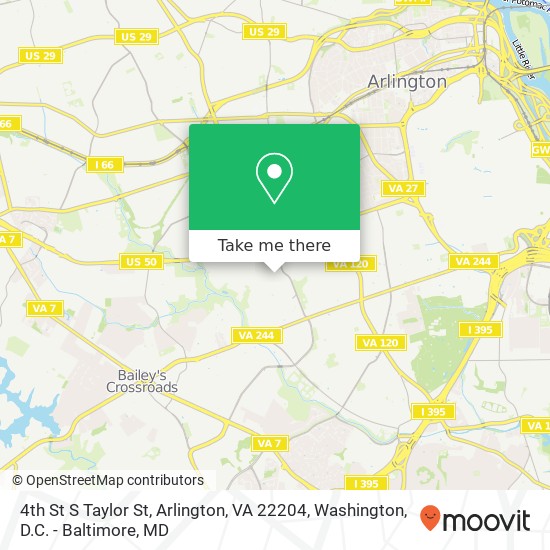 Mapa de 4th St S Taylor St, Arlington, VA 22204