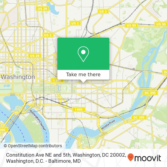 Mapa de Constitution Ave NE and 5th, Washington, DC 20002