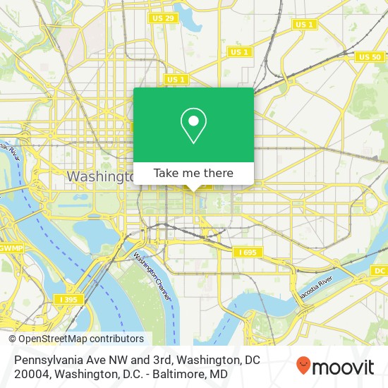 Mapa de Pennsylvania Ave NW and 3rd, Washington, DC 20004