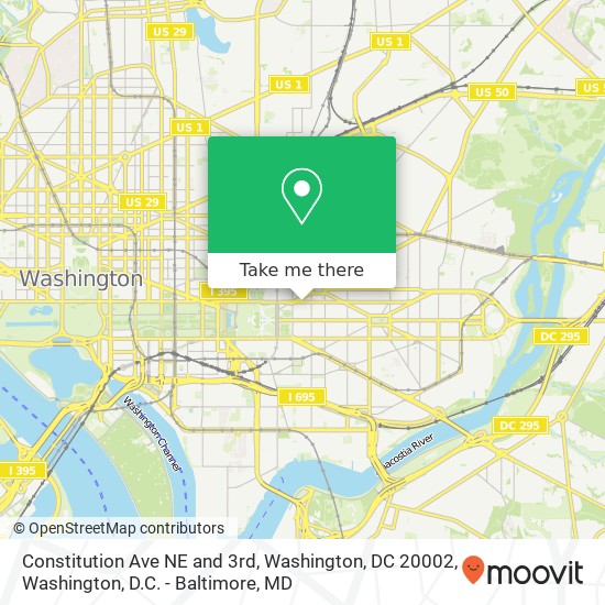 Constitution Ave NE and 3rd, Washington, DC 20002 map