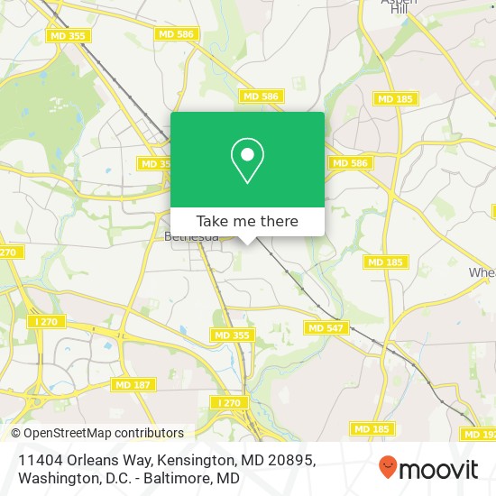 Mapa de 11404 Orleans Way, Kensington, MD 20895